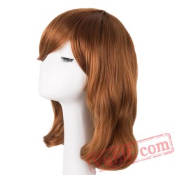 Yellow Blonde Wig Medium Wavy Hair Women