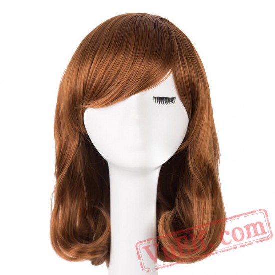 Yellow Blonde Wig Medium Wavy Hair Women