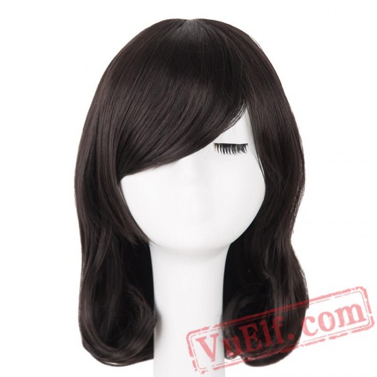 Yellow Blonde Wig Medium Wavy Hair Women