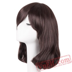 Yellow Blonde Wig Medium Wavy Hair Women