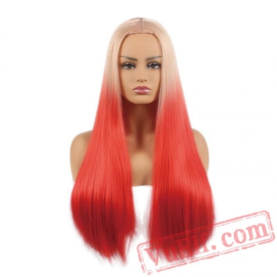 Blonde Wig Black Women Long Straight Cosplay Wig