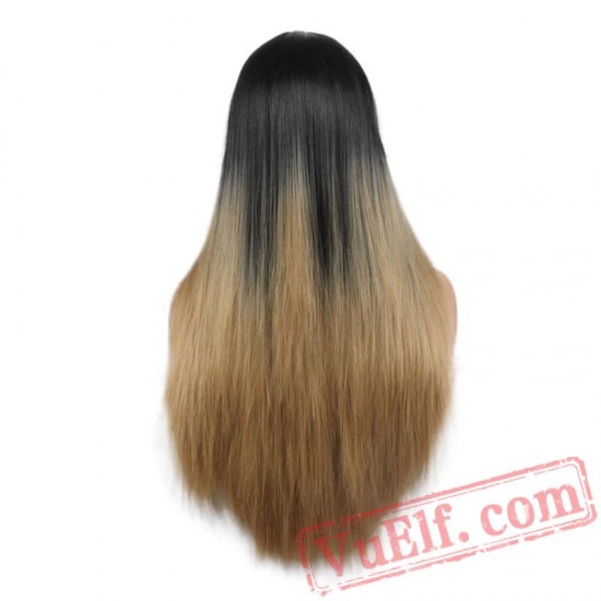 Blonde Wig Black Women Long Straight Cosplay Wig