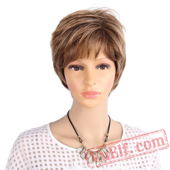 Fluffy Short Wigs white women Blonde wig Curly Short Hair Wig