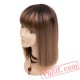 Short Brown Blonde Wig Bangs Wigs Black/White Women