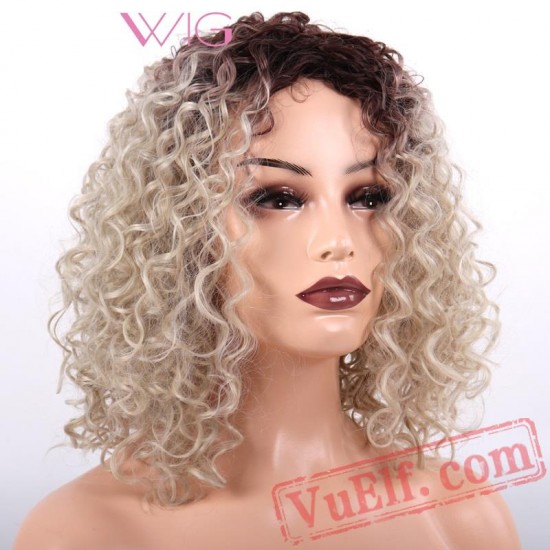 Blonde Wig Short Afro Kinky Curly Black Women Hair