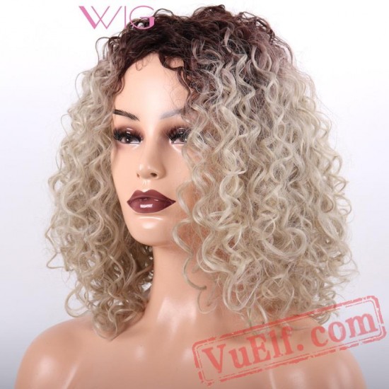 Blonde Wig Short Afro Kinky Curly Black Women Hair