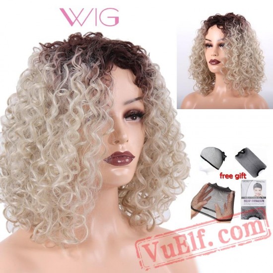 Blonde Wig Short Afro Kinky Curly Black Women Hair