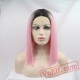 Peach Red Dark Roots Mixed Pink Lace Front Blonde Wigs