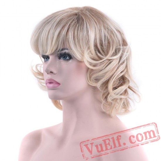 Curly Short Blonde Wigs Cosplay Wigs Hair Party Hair Wig Women