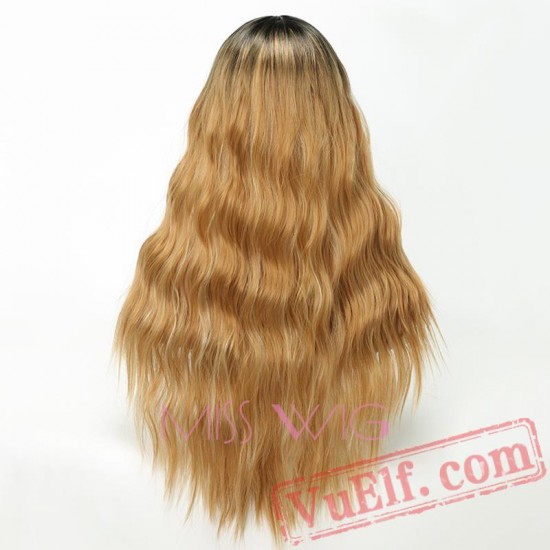 Blonde Wig Long Hair Kinky Curly Wigs Women Hair