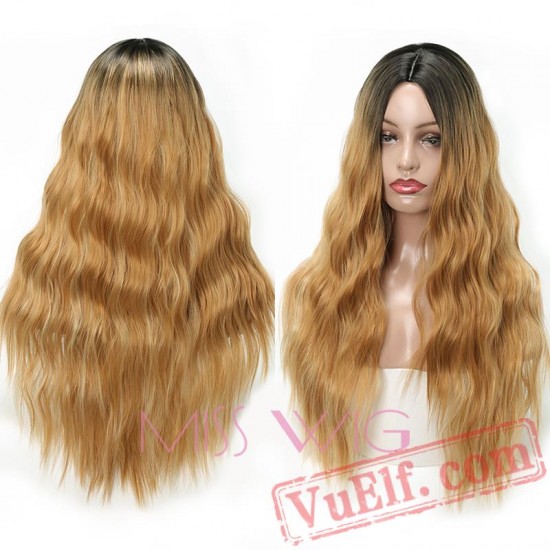 Blonde Wig Long Hair Kinky Curly Wigs Women Hair