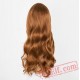 Yellow Blonde Wig Long Curly Inclined Bangs Hair Women