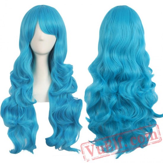 Long Wavy Cosplay Wigs White Blonde Wig Halloween Party Wigs Women