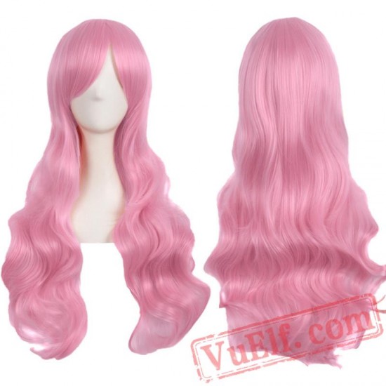 Long Wavy Cosplay Wigs White Blonde Wig Halloween Party Wigs Women