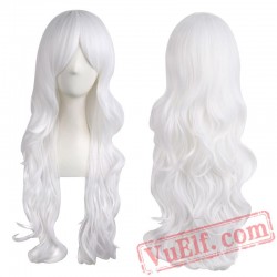 Long Wavy Cosplay Wigs White Blonde Wig Halloween Party Wigs Women