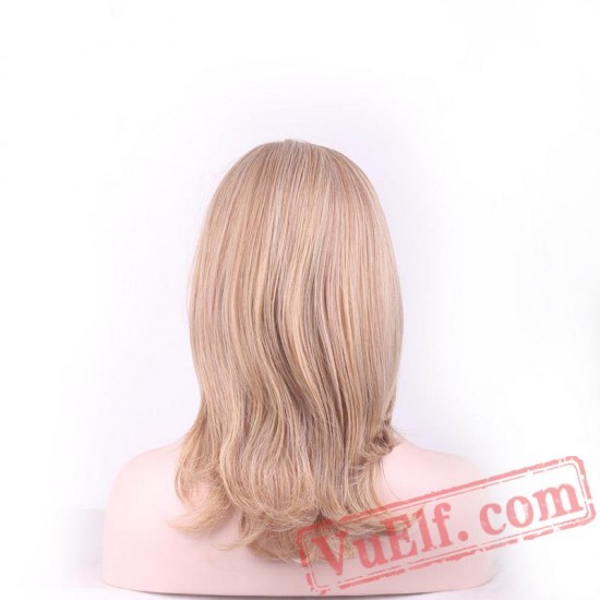 medium length blonde wig cosplay women wigs straight