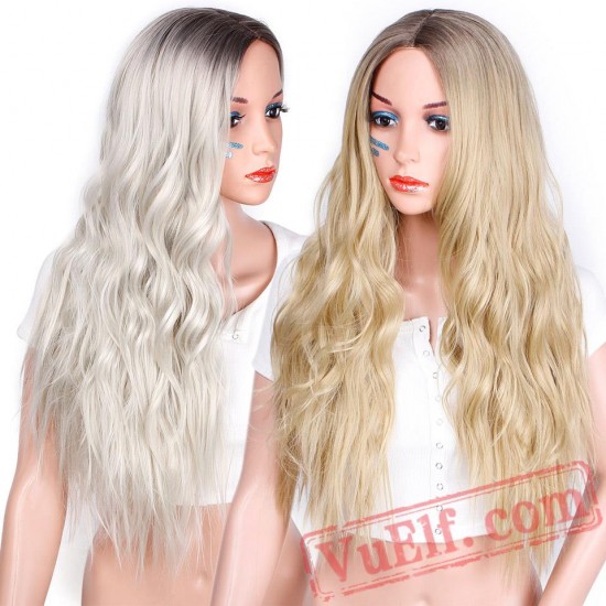 Beauty Blonde Wig Long Wavy Wigs Women Cosplay Blond Hair