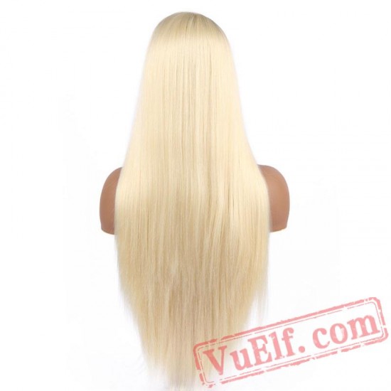 Silky Straight Lace Front Wig Platinum Blonde Wig Women