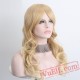 Long Blonde Wigs Bangs Women Platinum Gold Wig Curly Hair Wavy