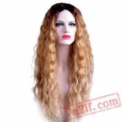 Long Blonde Wigs Women Nature Wave Black