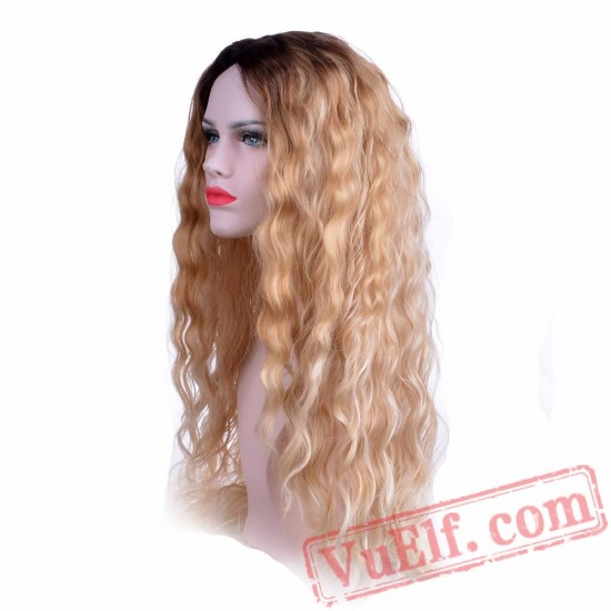Long Blonde Wigs Women Nature Wave Black