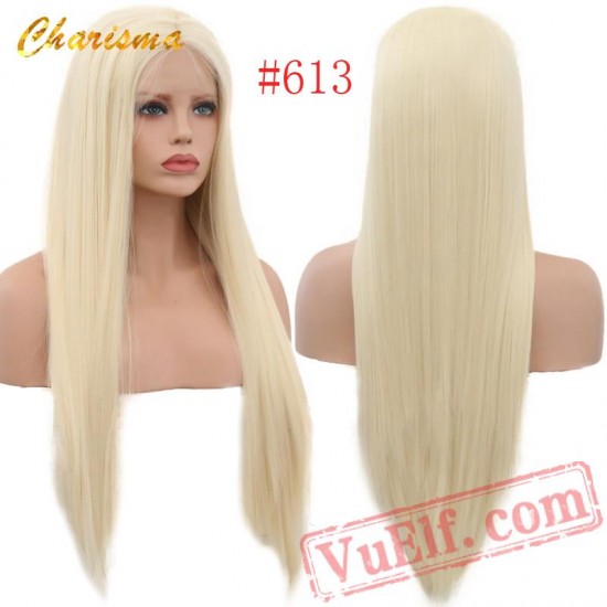 Silky Straight Lace Front Wigs Blond