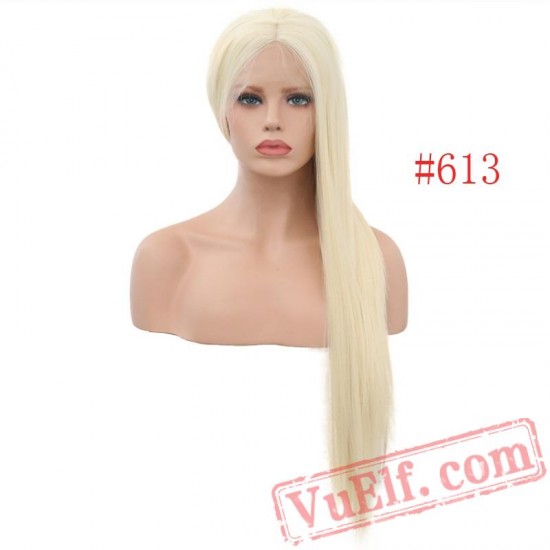 Silky Straight Lace Front Wigs Blond