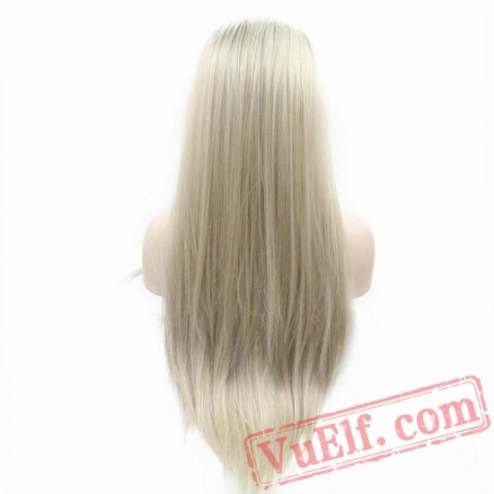 Long Silky Straight Wig Blonde Wig Lace Front Wigs Women