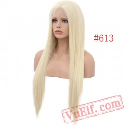 Silky Straight Lace Front Wigs Blond