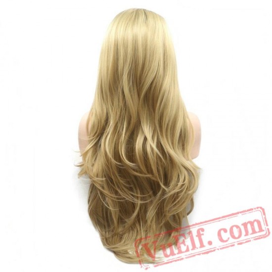 Brown Blonde Wig Wave Wig Natural Lace Front Wig Women