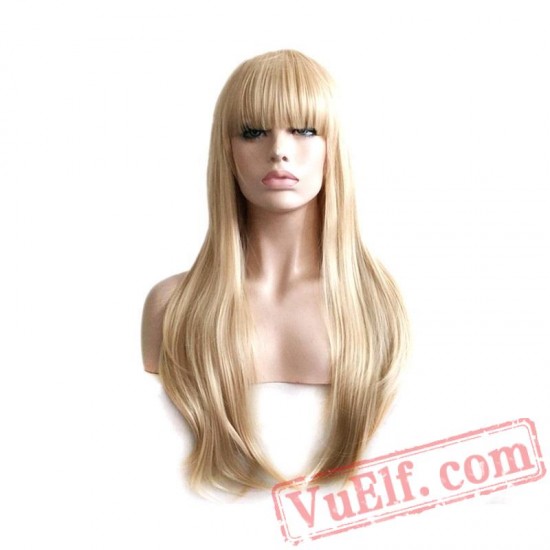 ladies blond wig straight hair long blonde wig women