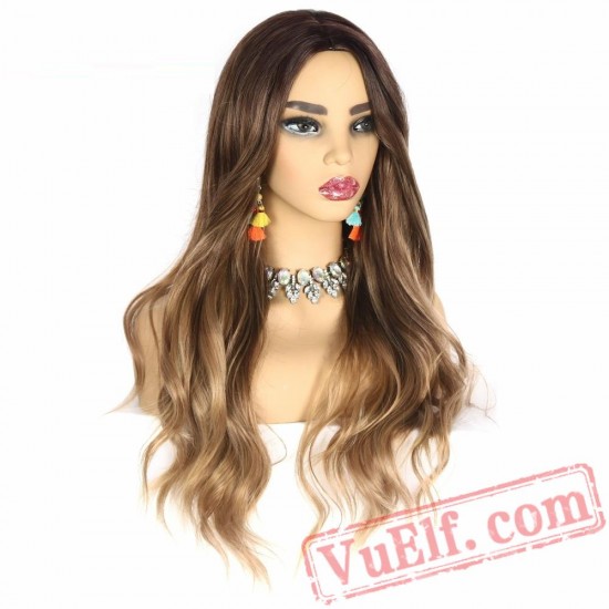 long wavy wigs women's hair black blonde brown blonde wigs