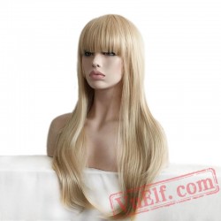 ladies blond wig straight hair long blonde wig women