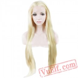 Straight Long Light Blond Wig Lace Front Women Wig