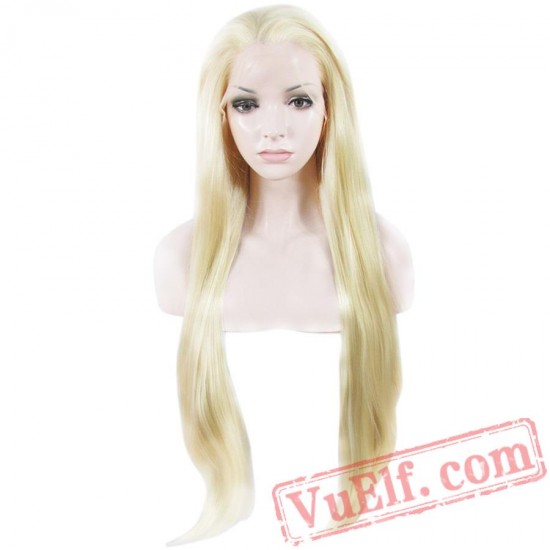 Straight Long Light Blond Wig Lace Front Women Wig