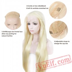 Straight Long Light Blond Wig Lace Front Women Wig