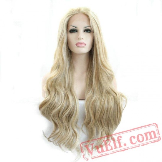 Wave Hair Wig Blonde Wig Highlight Gold Lace Front Wig Women