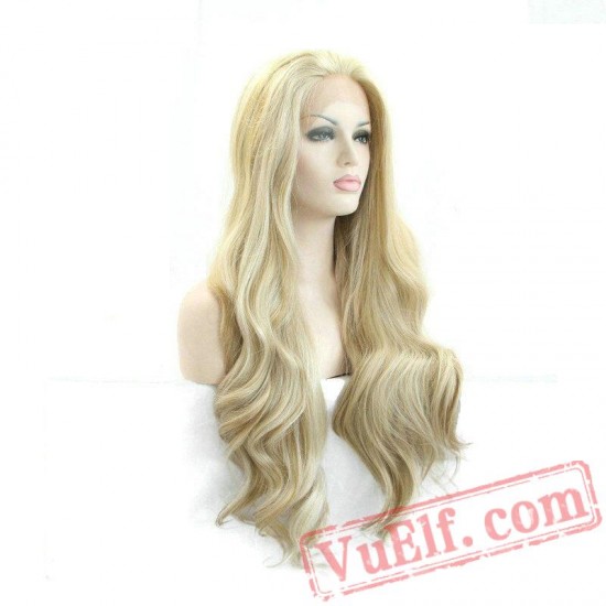 Wave Hair Wig Blonde Wig Highlight Gold Lace Front Wig Women