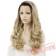 Blonde Wig Natural Wavy Lace Front Wig Women Dark Root Wigs