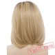 Straight Short Blonde Wigs Women Lace Wig Dark Root Natural Hair