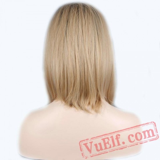 Blonde Natural Straight Short Bob Wig Natural Lace Front Wig Women