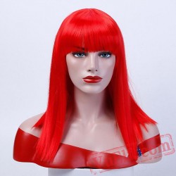 Straight Hair Bangs Blonde Wigs Women Cosplay Party Halloween Wig