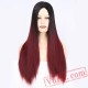 beauty Long Straight Black Red Wigs Women Cosplay Blonde