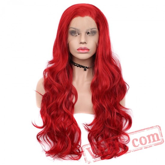 Long Wavy Red Wig Lace Front Wigs Women Cosplay Wig