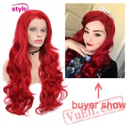 Long Wavy Red Wig Lace Front Wigs Women Cosplay Wig
