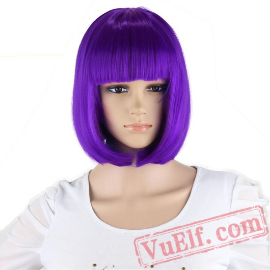 Straight Short Bob Wigs Bangs Red Cosplay Wig