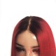 Long Straight Lace Front Wig Black Root Red Wigs Women