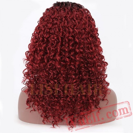 Long Curly Wig Black Red Wigs Women Hair