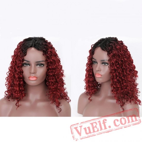 Long Curly Wig Black Red Wigs Women Hair