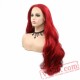 Red Long Wave Wig Lace Front Wig Women Girls Wig